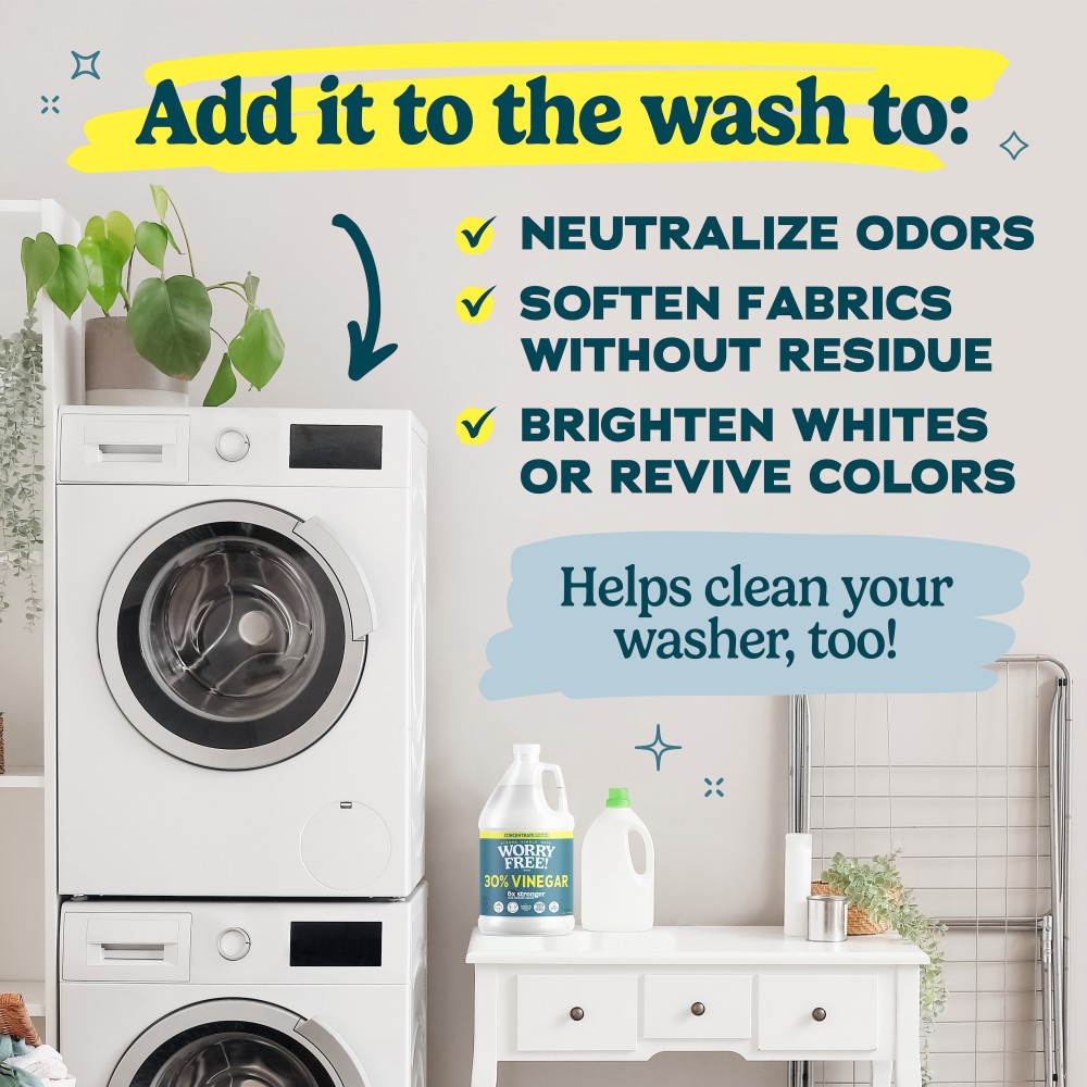 Add it to the wash to: Neutralize odors, soften fabrics without residue, brighten whites or revive colors. Helps clean your washer, too!